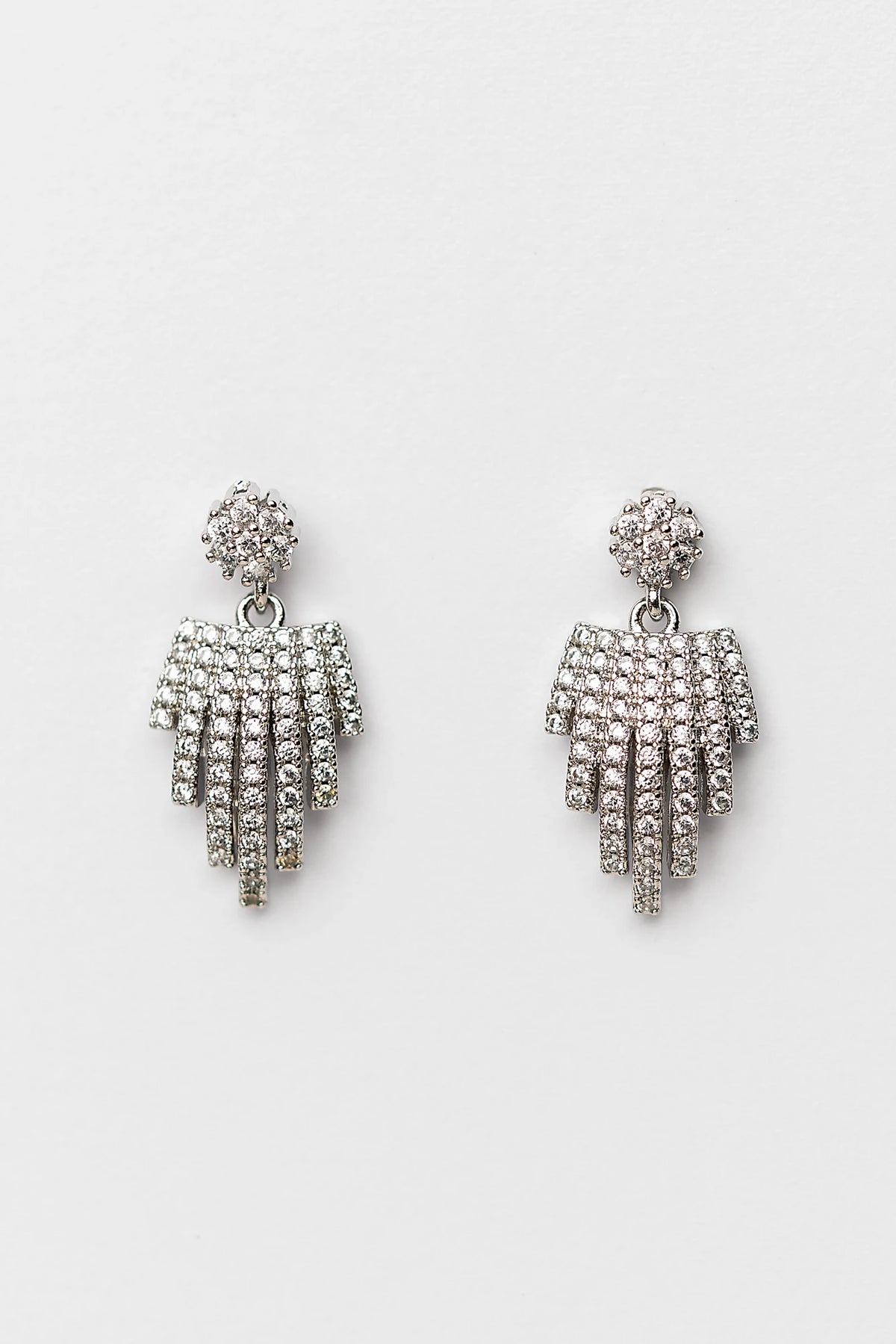 Ivera Fringe Drop Earrings in Silver with cascading fringe detail and polished silver-tone finish.