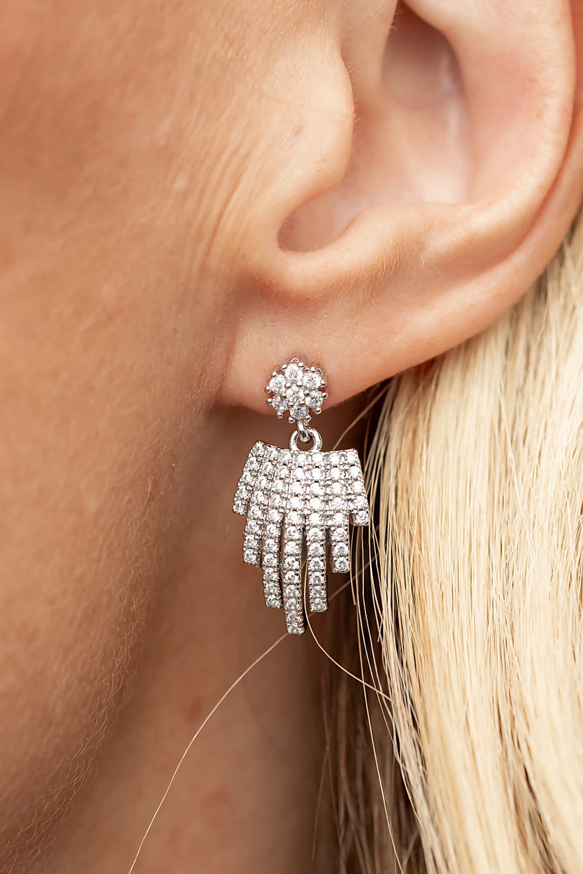 Ivera Fringe Drop Earrings in Silver with cascading fringe detail and polished silver-tone finish.