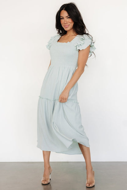 Jacie Smocked Midi Dress | Light Blue - Baltic Born