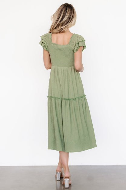 Jacie Smocked Midi Dress | Sage - Baltic Born