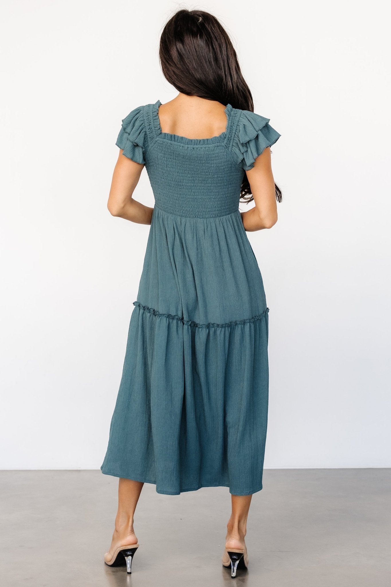 Jacie Smocked Midi Dress | Vintage Teal - Baltic Born