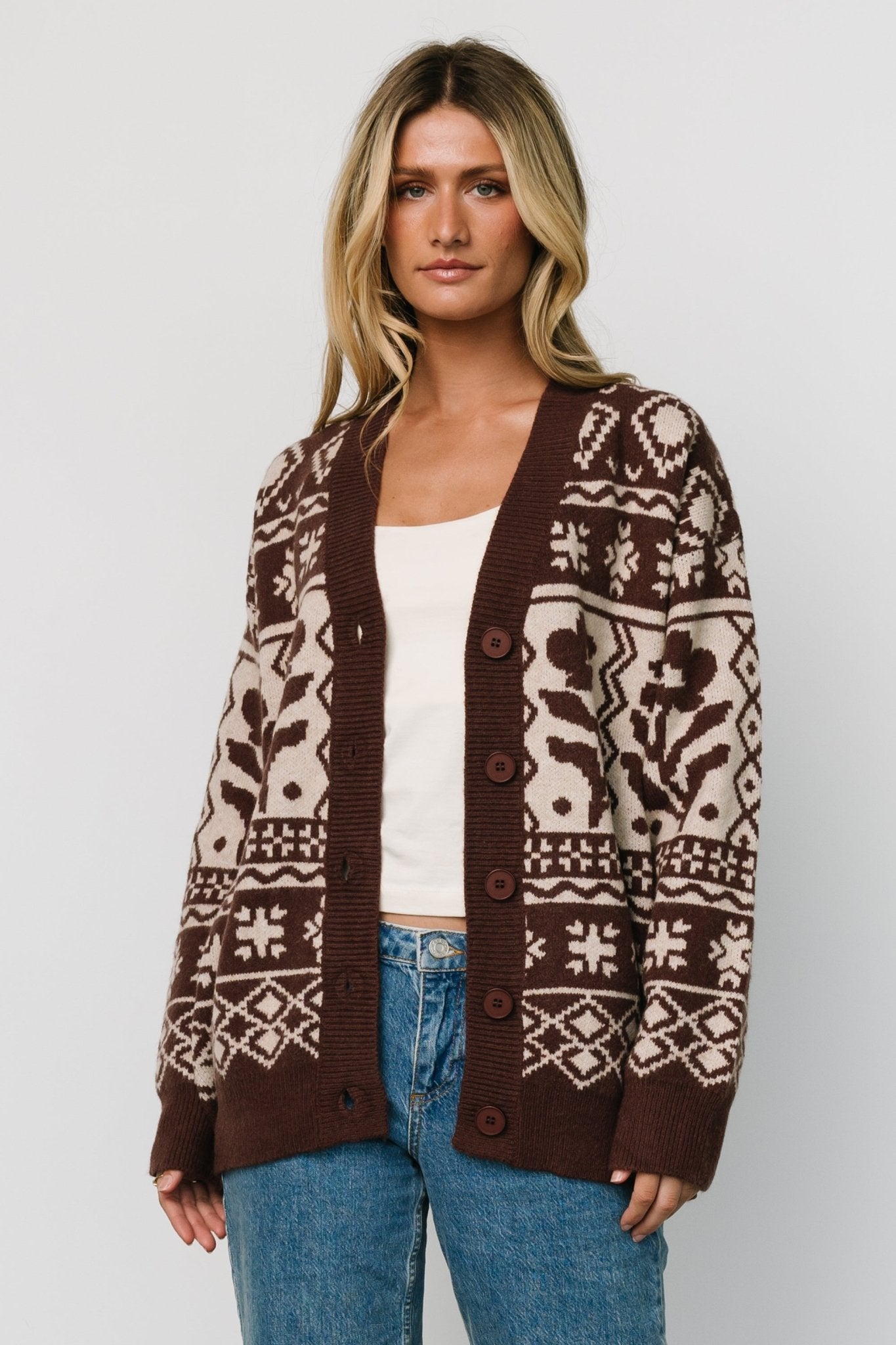 Jackson Oversized Cardigan | Dark Mocha Print - Baltic Born