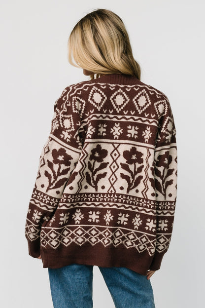 Jackson Oversized Cardigan | Dark Mocha Print - Baltic Born