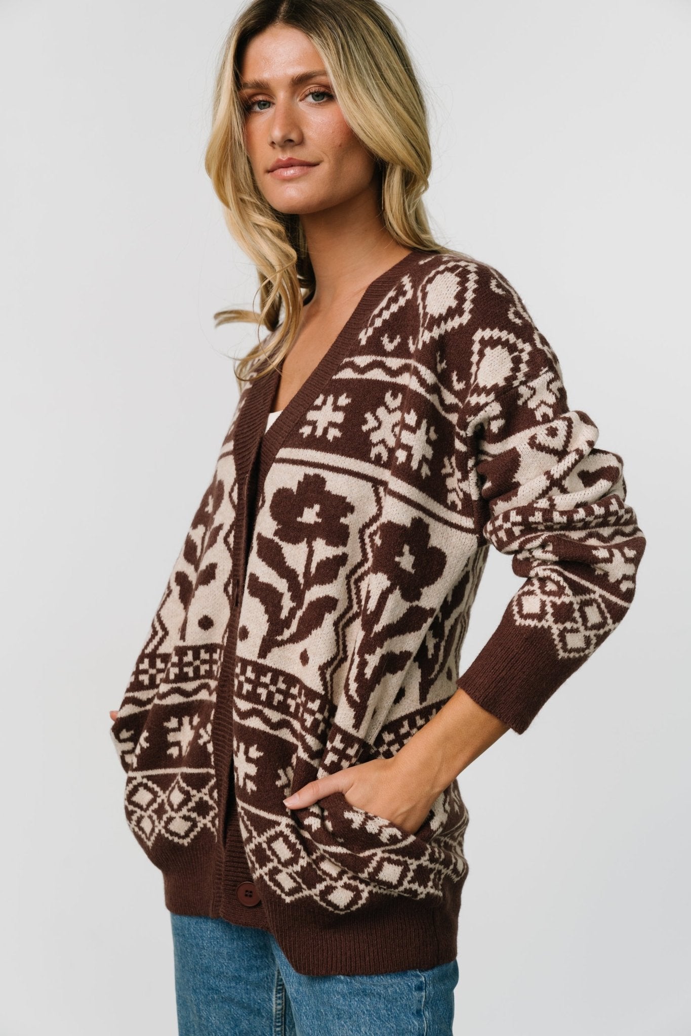 Jackson Oversized Cardigan | Dark Mocha Print - Baltic Born