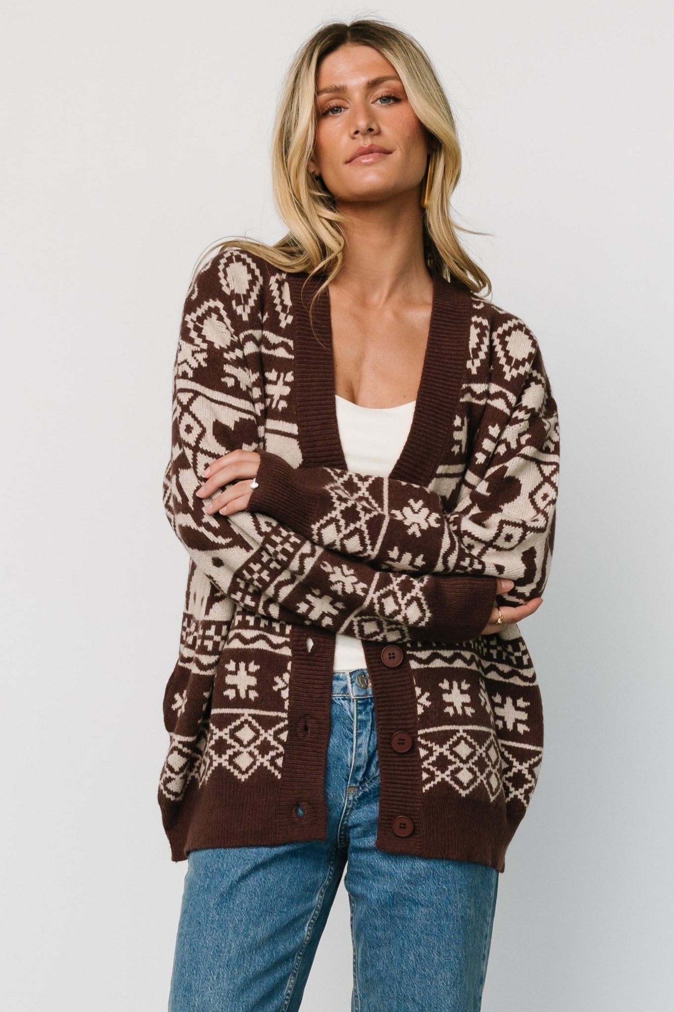 Jackson Oversized Cardigan | Dark Mocha Print - Baltic Born