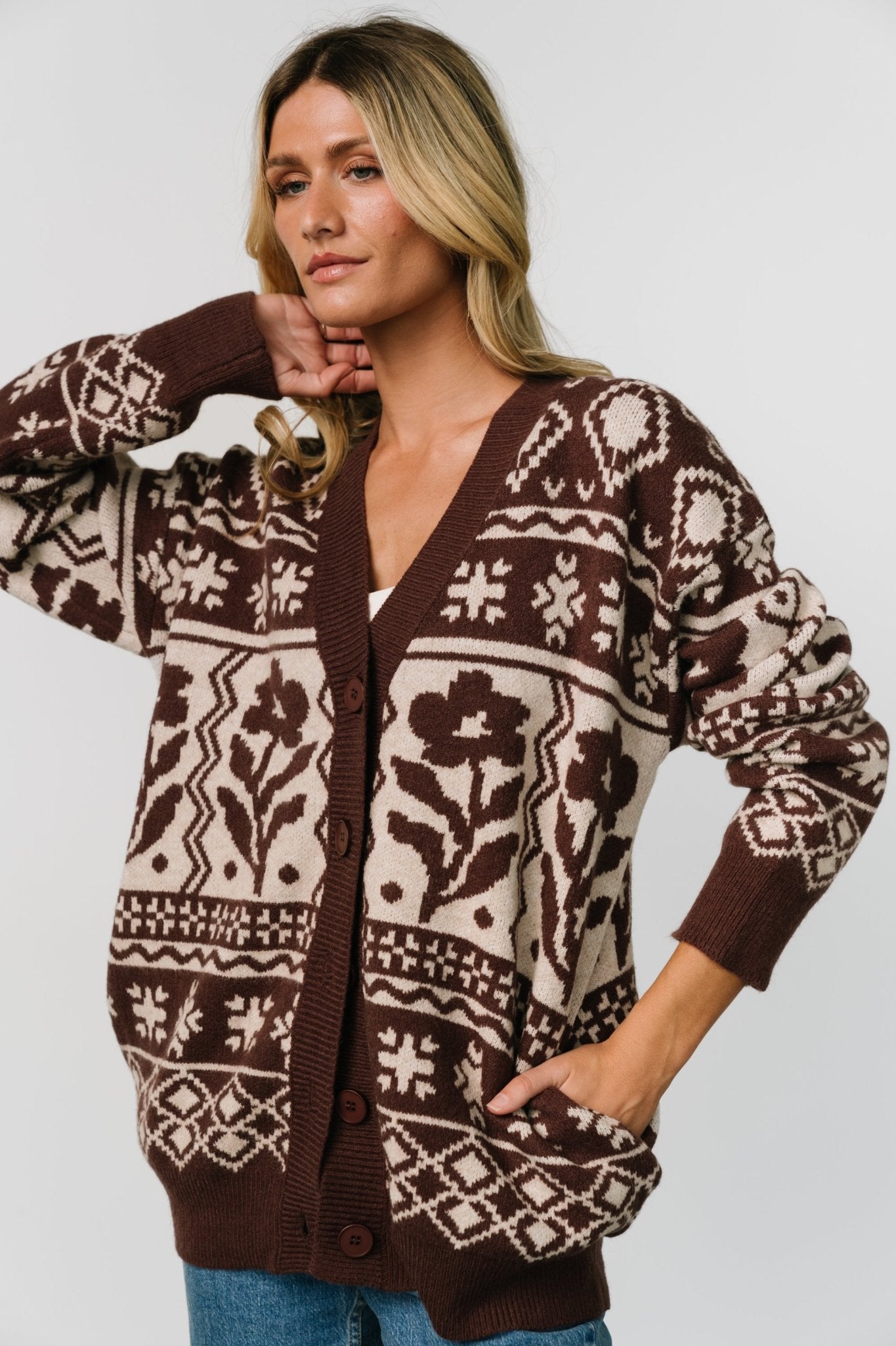 Jackson Oversized Cardigan | Dark Mocha Print - Baltic Born