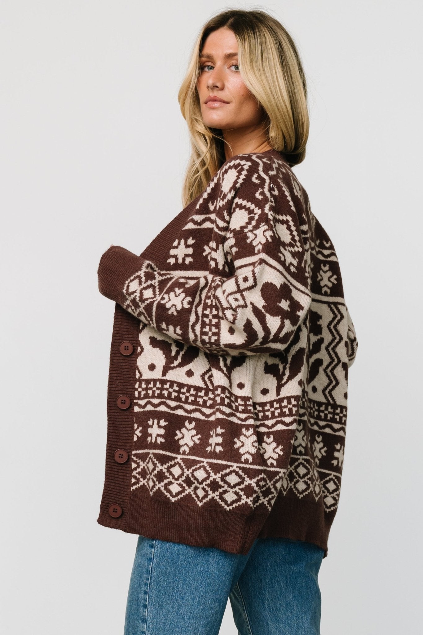 Jackson Oversized Cardigan | Dark Mocha Print - Baltic Born