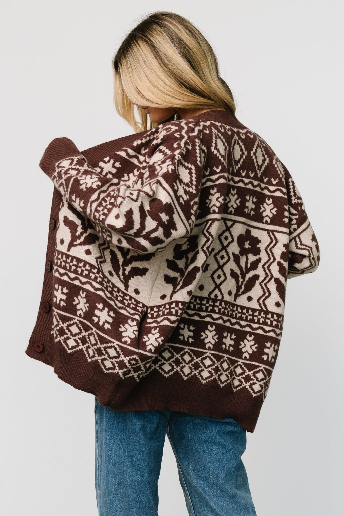 Jackson Oversized Cardigan | Dark Mocha Print - Baltic Born