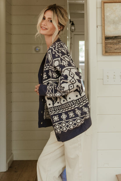 Jackson Oversized Cardigan | Slate Print - Baltic Born