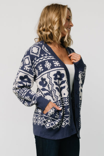 Jackson Oversized Cardigan | Slate Print - Baltic Born