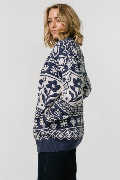 Jackson Oversized Cardigan | Slate Print - Baltic Born