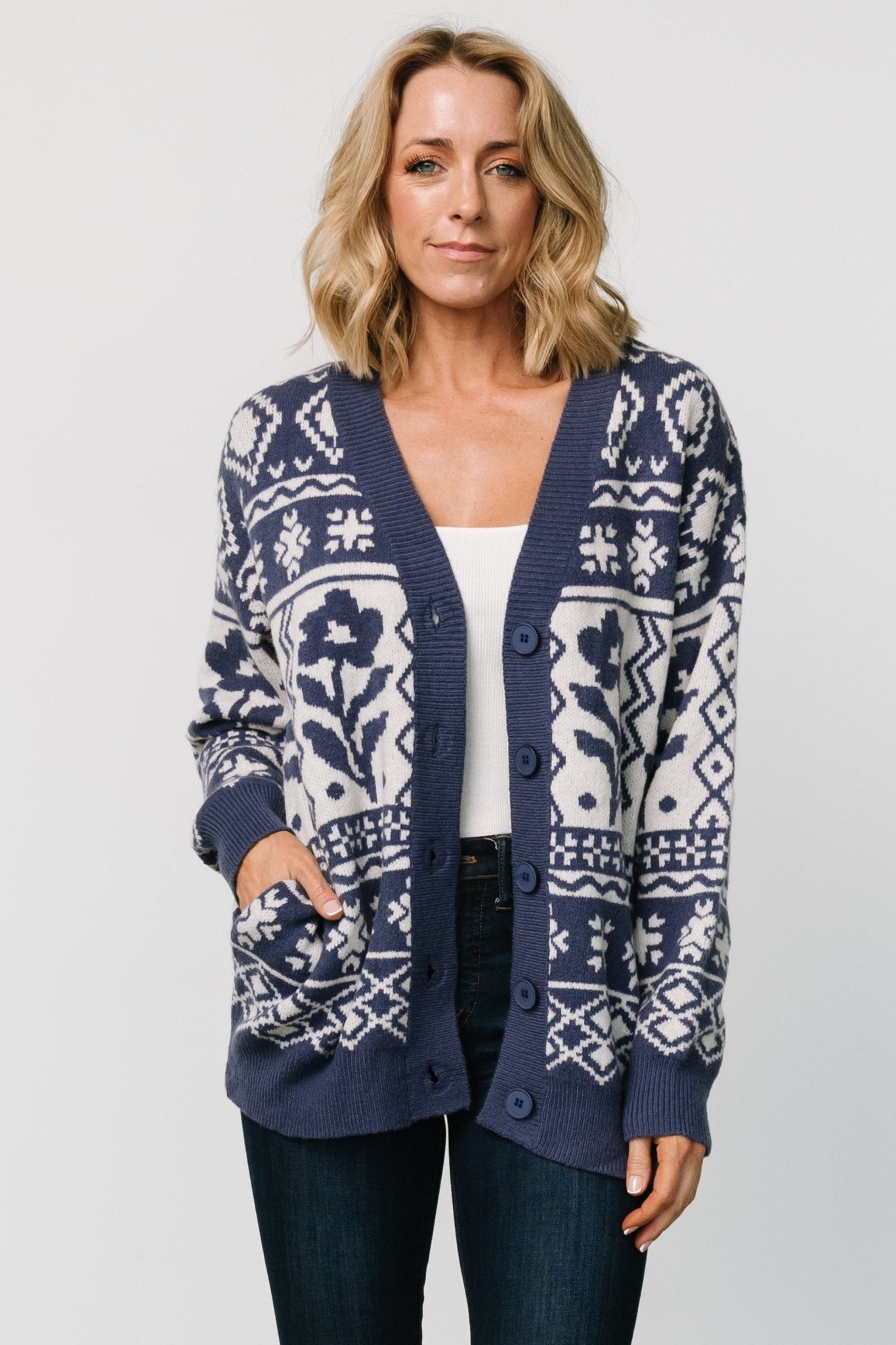 Jackson Oversized Cardigan | Slate Print - Baltic Born