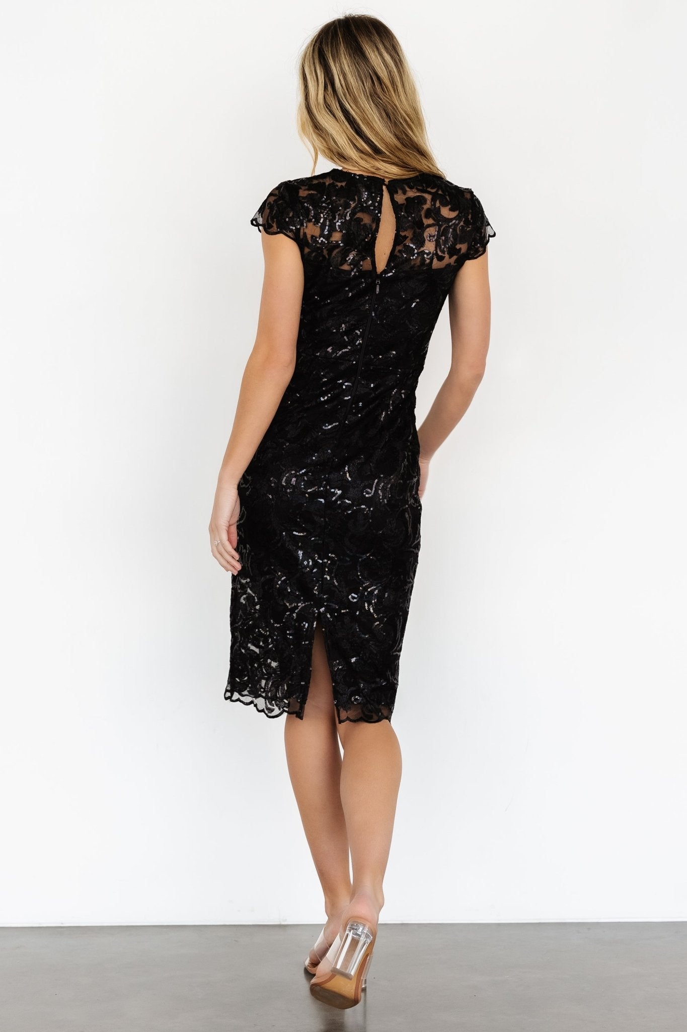 Jacqueline Embossed Midi Dress | Black - Baltic Born