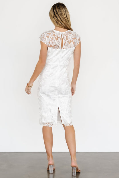 Jacqueline Embossed Midi Dress | White - Baltic Born