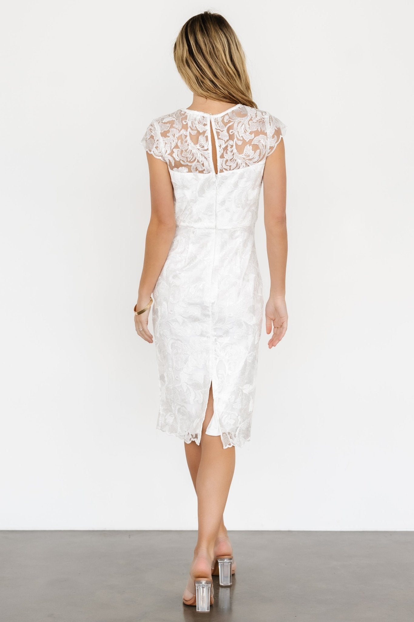 Jacqueline Embossed Midi Dress | White - Baltic Born