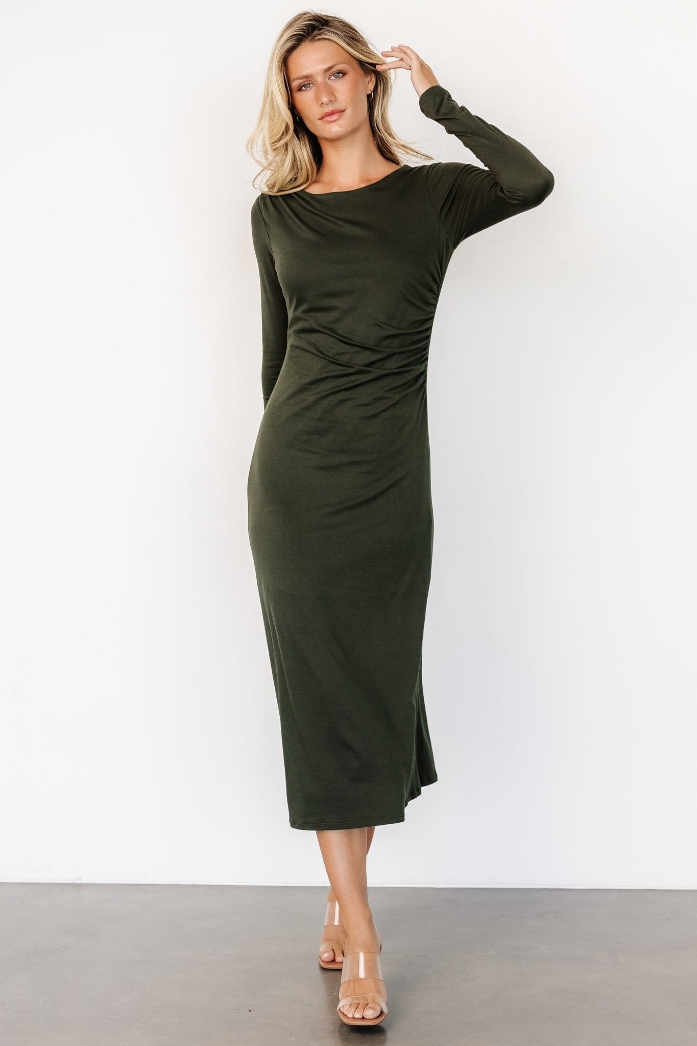 Jaelyn Ruched Dress | Olive - Baltic Born