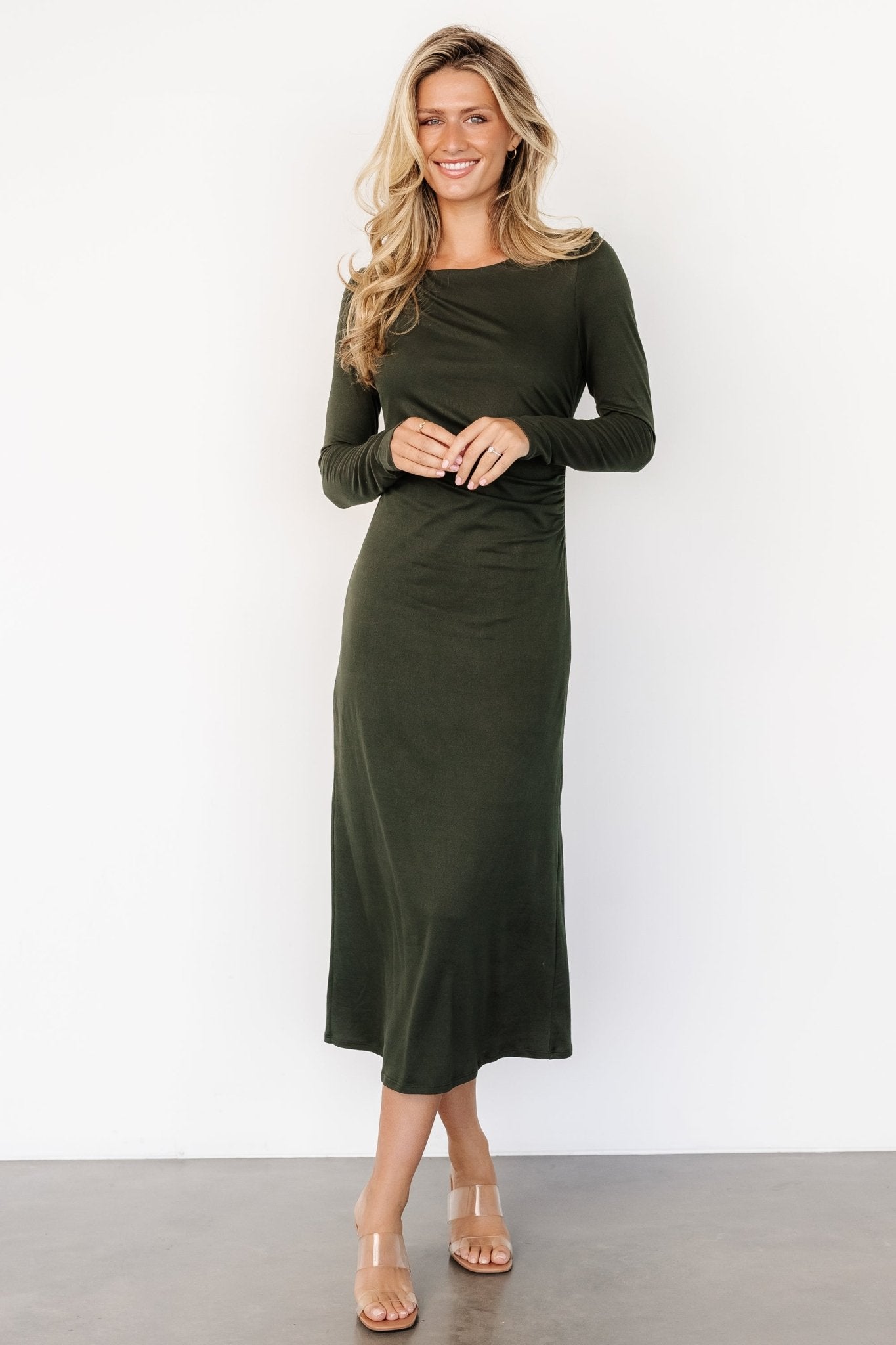 Jaelyn Ruched Dress | Olive - Baltic Born