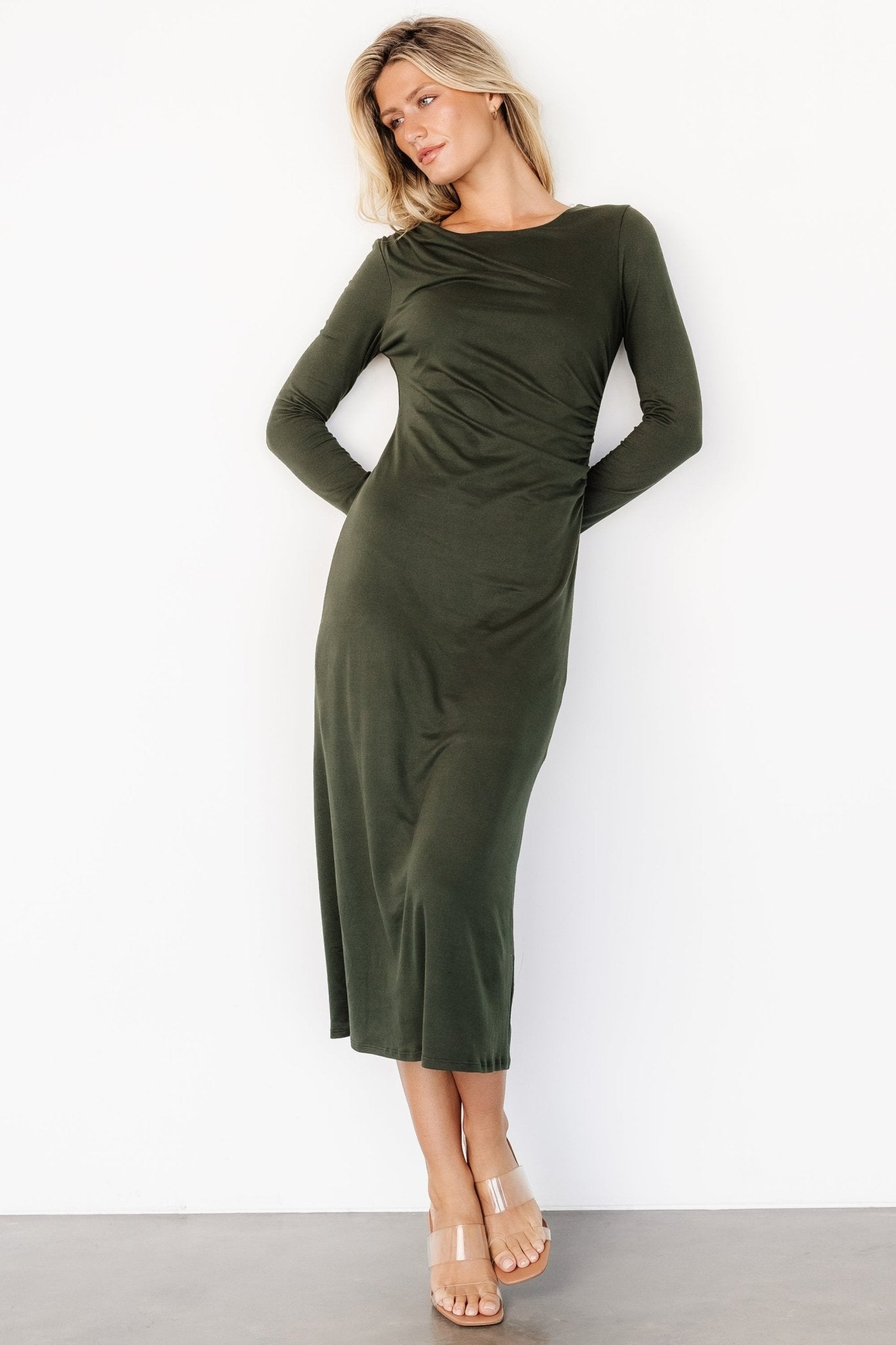 Jaelyn Ruched Dress | Olive - Baltic Born