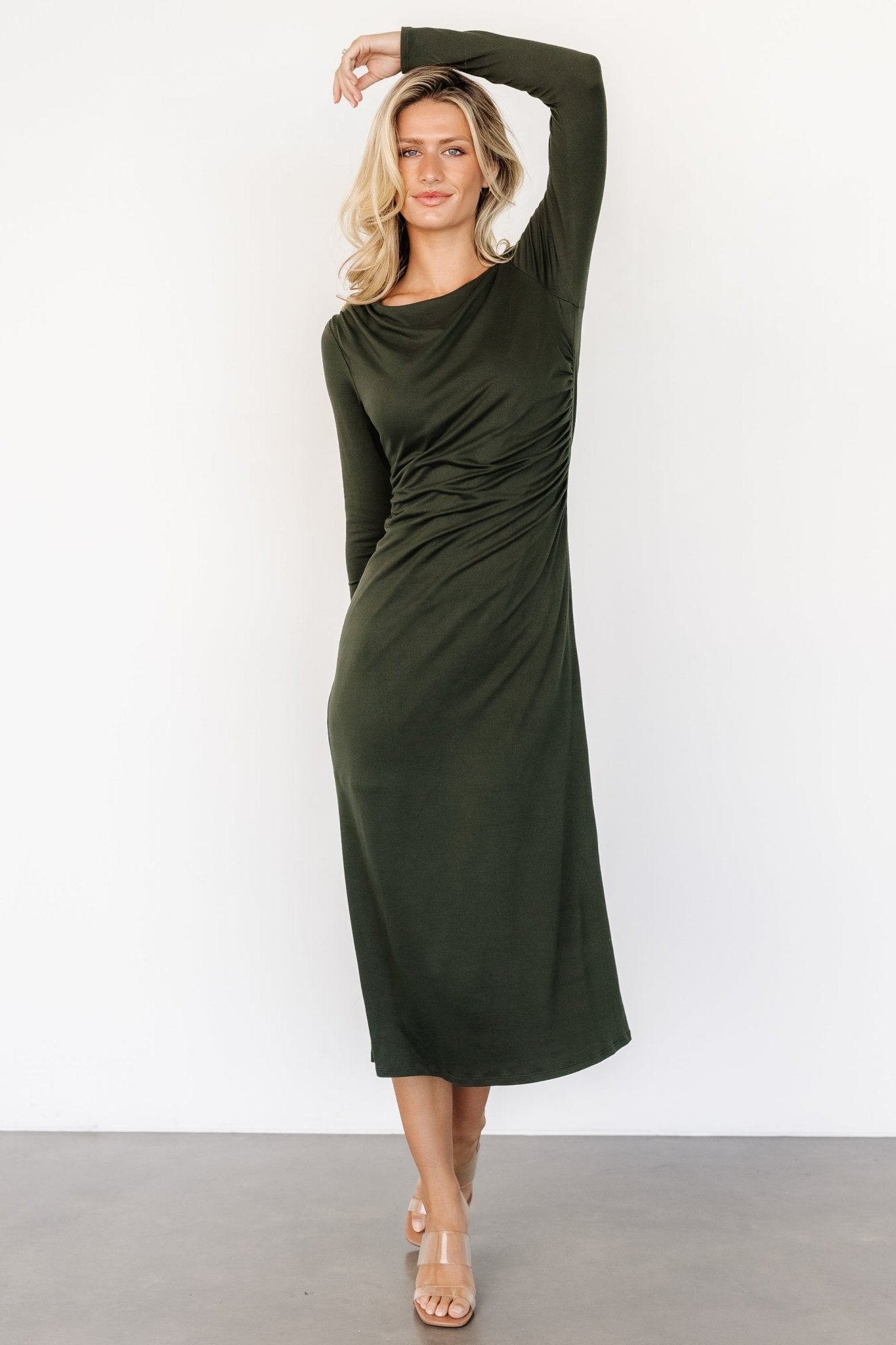 Jaelyn Ruched Dress | Olive - Baltic Born