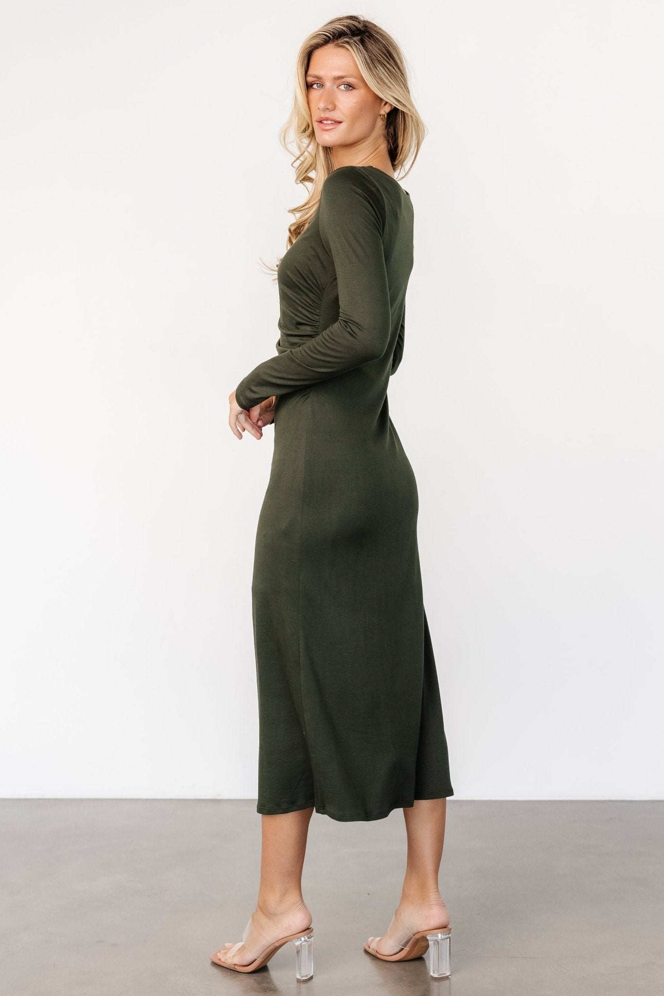 Jaelyn Ruched Dress | Olive - Baltic Born