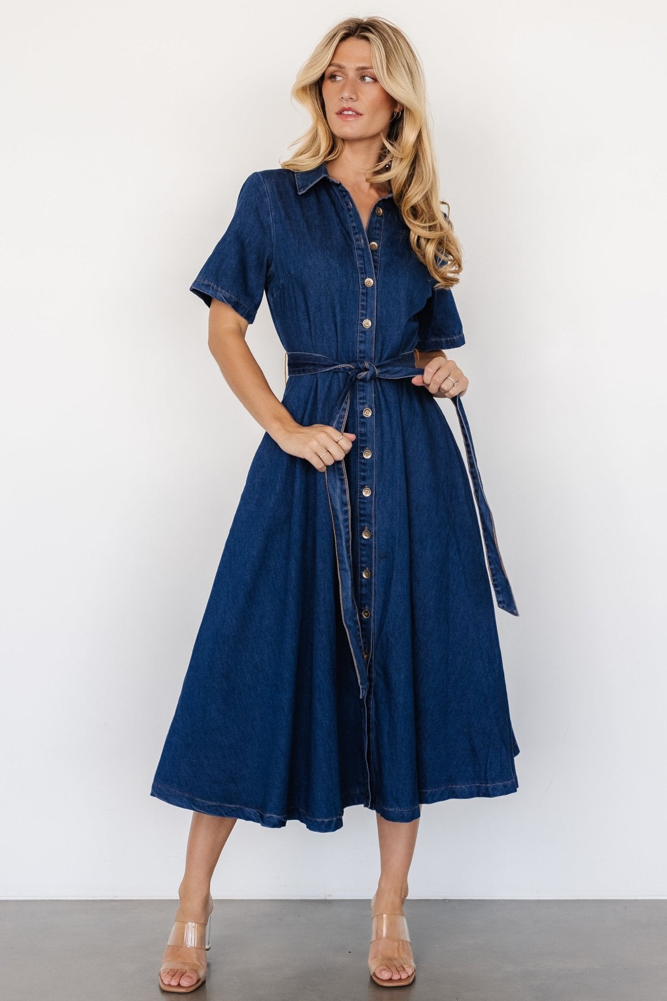 Baltic Born Womens Janelle Midi Dress | Denim Blue