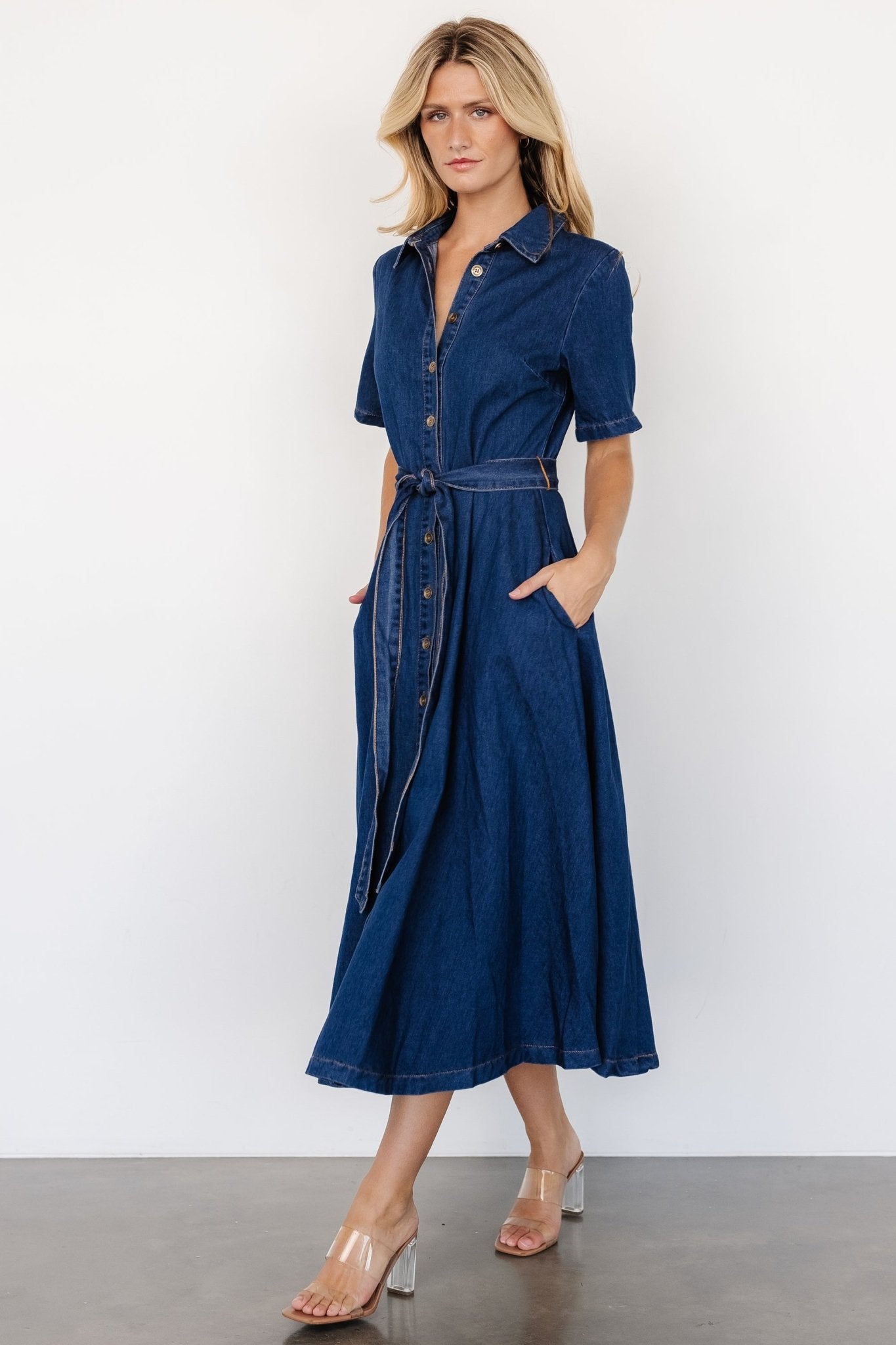 Baltic Born Womens Janelle Midi Dress | Denim Blue