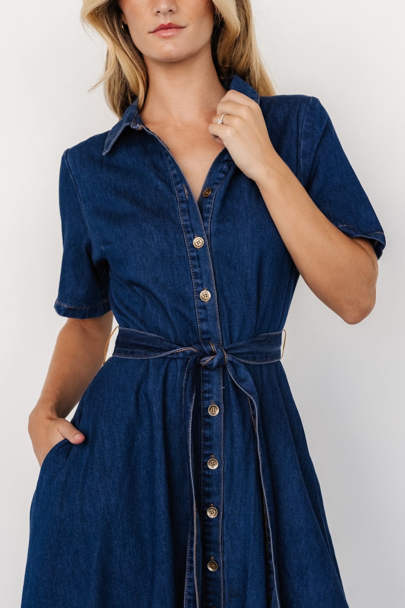 Baltic Born Womens Janelle Midi Dress | Denim Blue