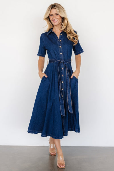 Baltic Born Womens Janelle Midi Dress | Denim Blue