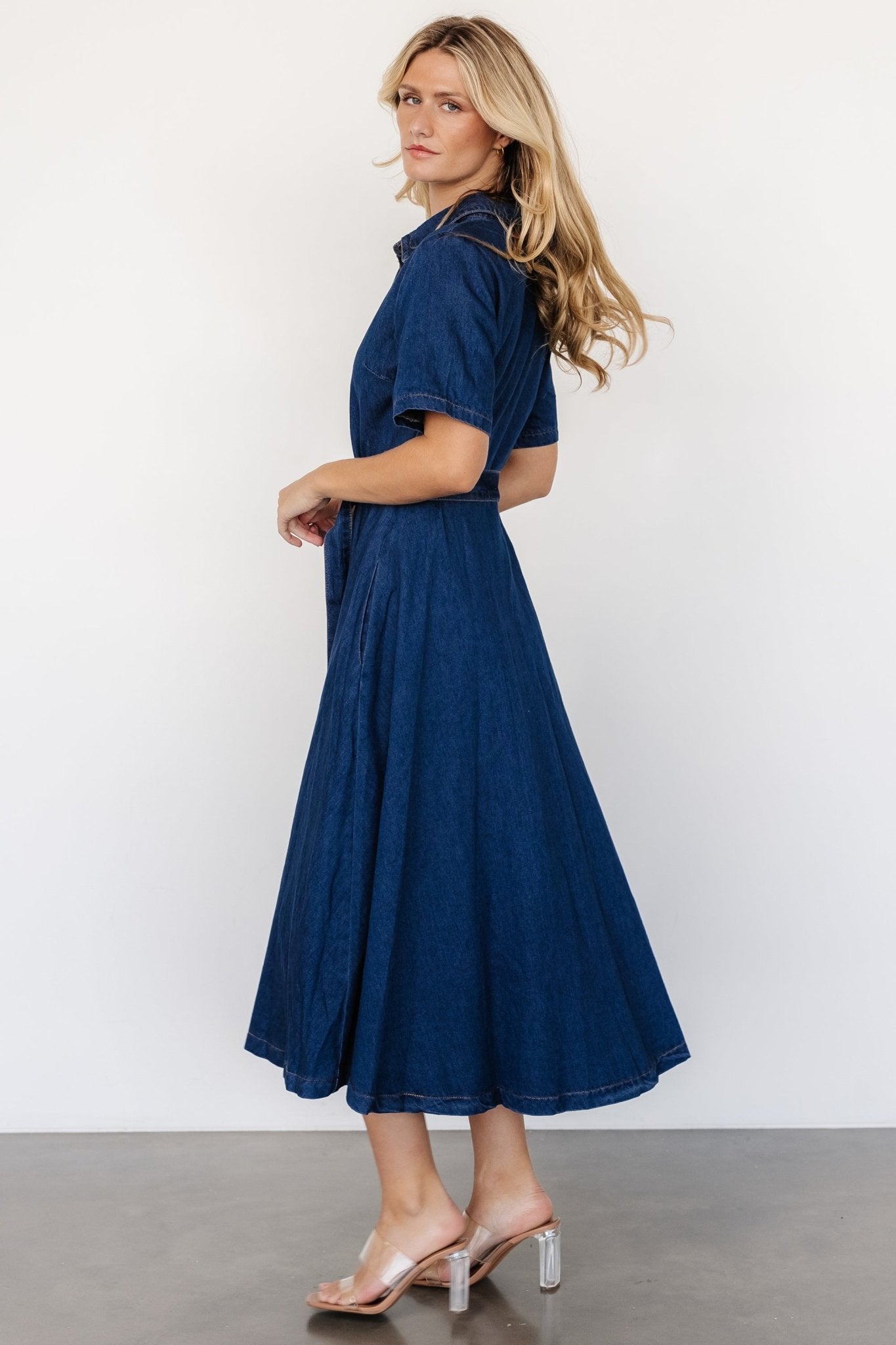 Baltic Born Womens Janelle Midi Dress | Denim Blue