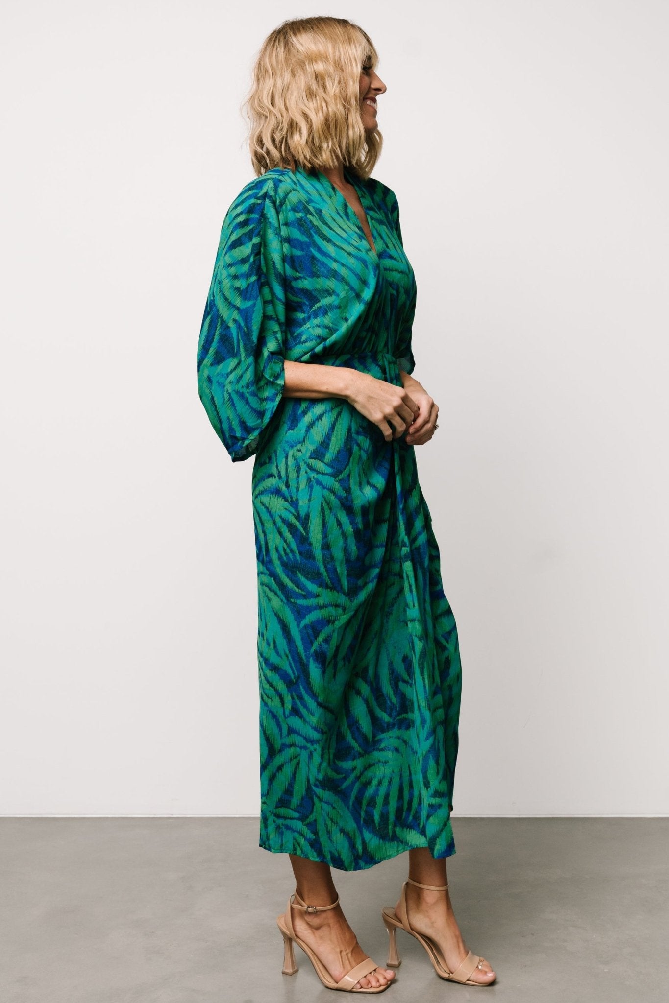 Janessa Midi Dress | Green + Blue Print - Baltic Born