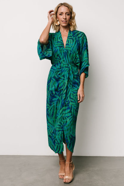 Janessa Midi Dress | Green + Blue Print - Baltic Born