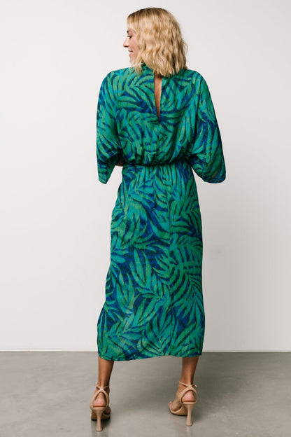 Janessa Midi Dress | Green + Blue Print - Baltic Born