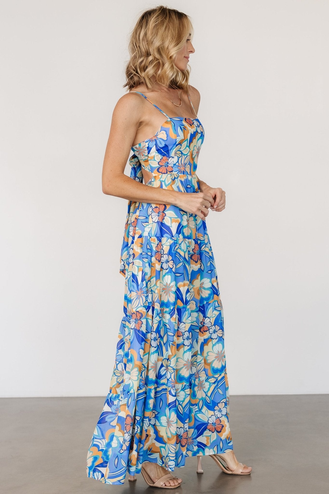 Jannica Tie Back Maxi Dress | Blue Multi - Baltic Born