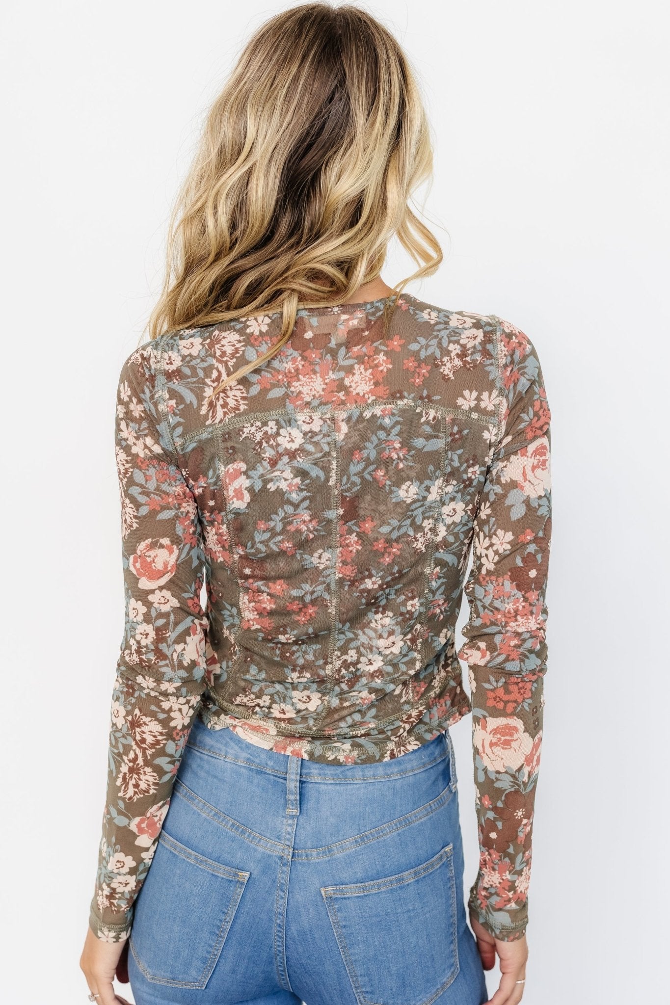 Jaynie Sheer Top | Olive Floral - Baltic Born