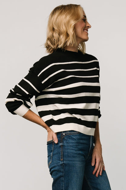 Jensen Stripe Sweater Top | Black + Ivory - Baltic Born