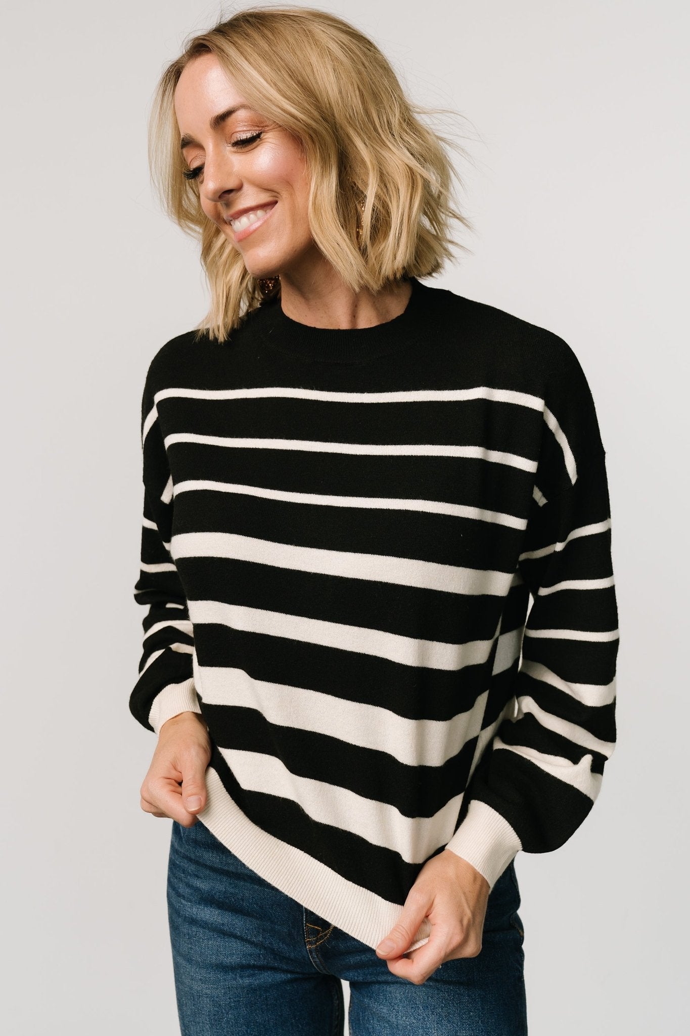 Jensen Stripe Sweater Top | Black + Ivory - Baltic Born