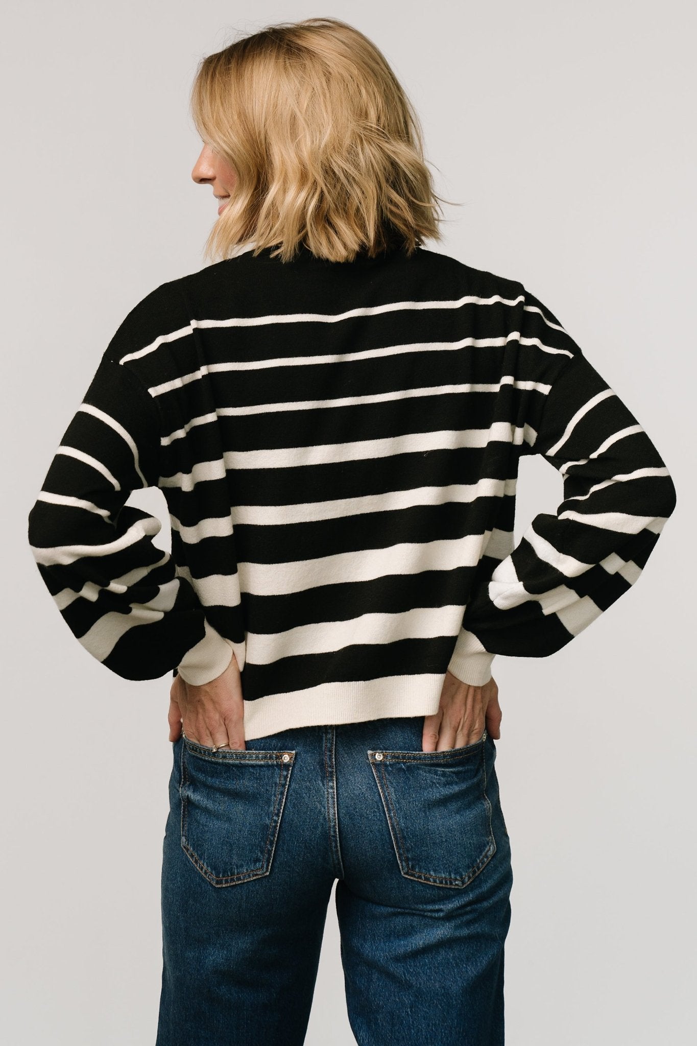 Jensen Stripe Sweater Top | Black + Ivory - Baltic Born