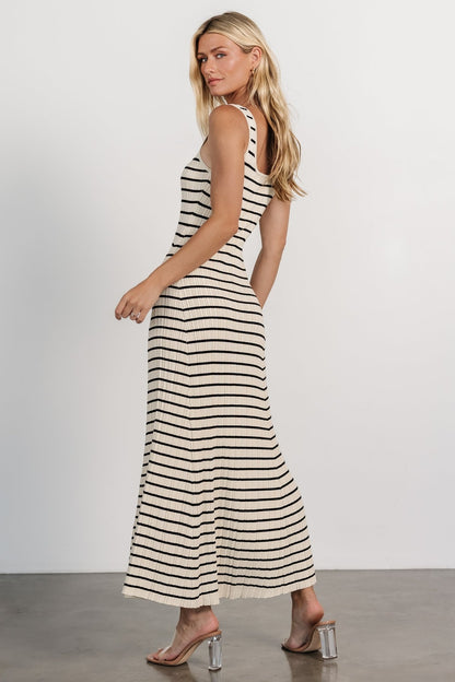 Jesse Ribbed Tank Maxi Dress | Ivory + Black - Baltic Born