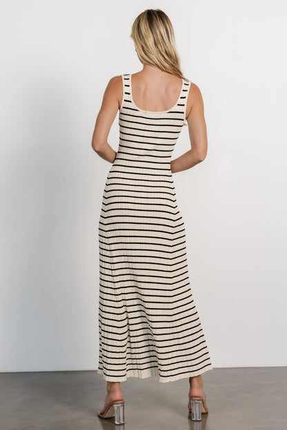 Jesse Ribbed Tank Maxi Dress | Ivory + Black - Baltic Born