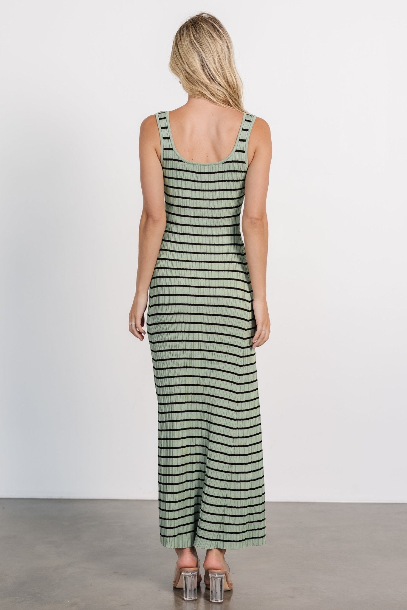 Jesse Ribbed Tank Maxi Dress | Olive + Black - Baltic Born