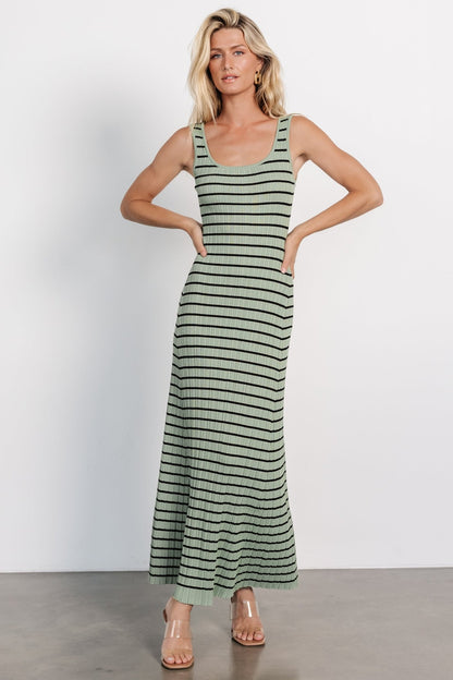 Jesse Ribbed Tank Maxi Dress | Olive + Black - Baltic Born