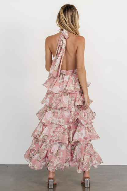 Jesslyn Open Back Tiered Maxi Dress | Blush Floral - Baltic Born