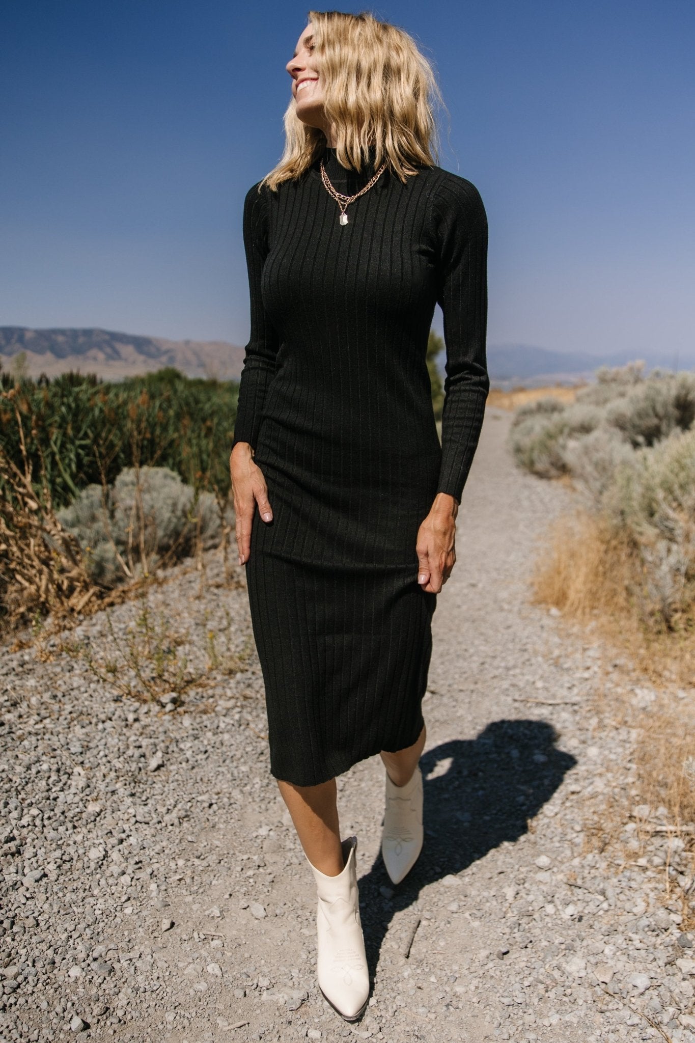 Jill Ribbed Midi Dress | Black - Baltic Born