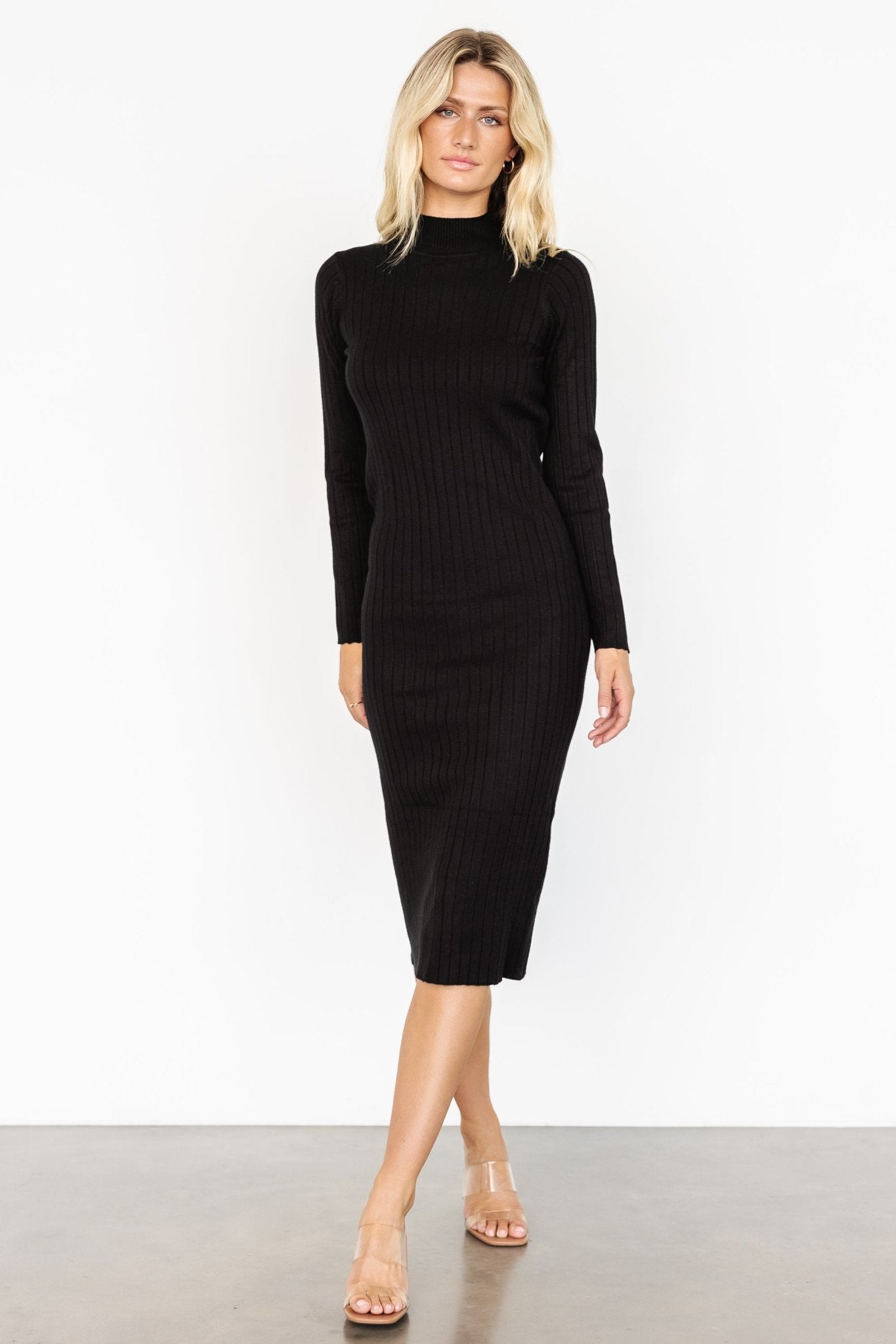 Jill Ribbed Midi Dress | Black - Baltic Born