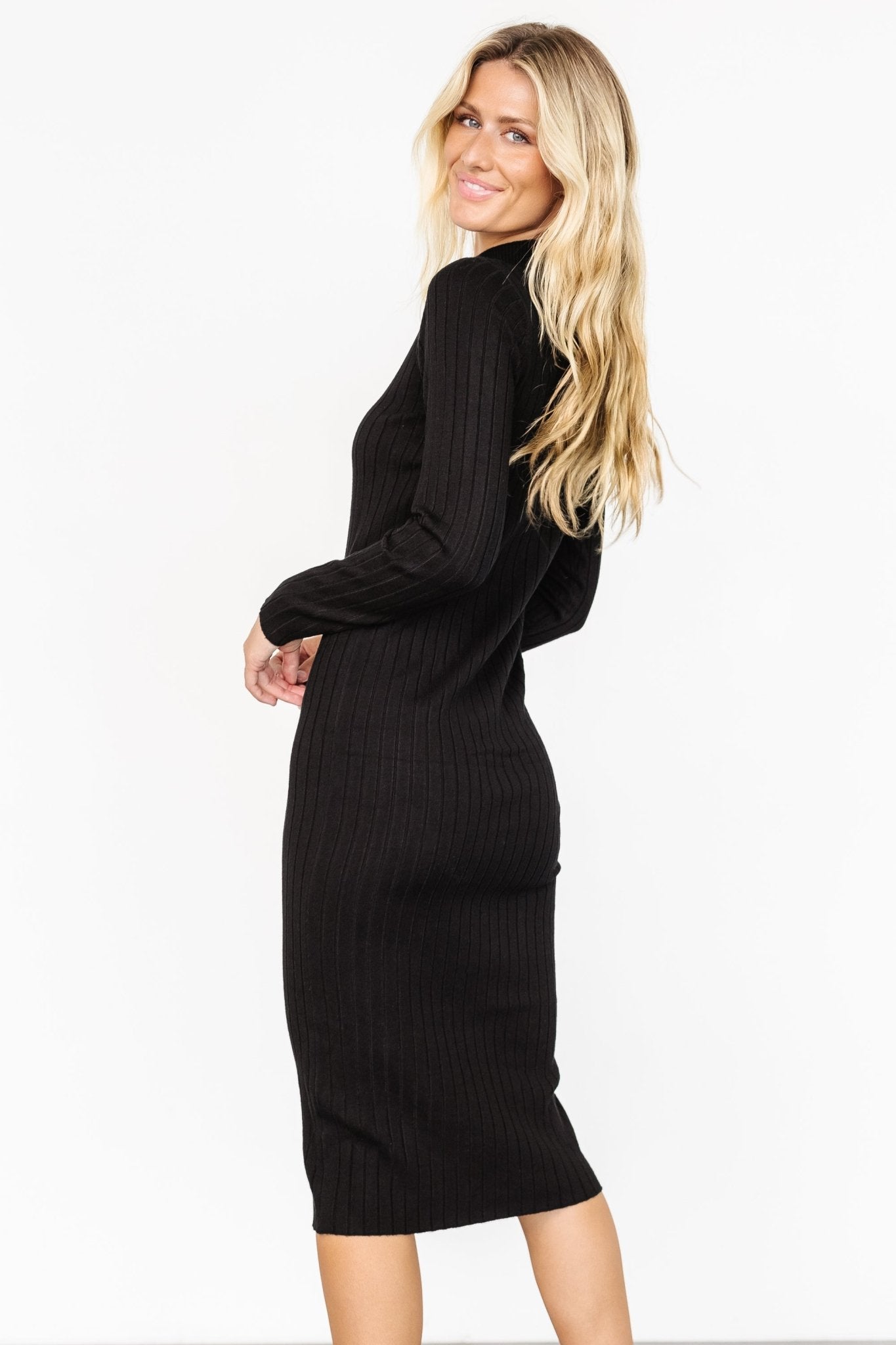 Jill Ribbed Midi Dress | Black - Baltic Born