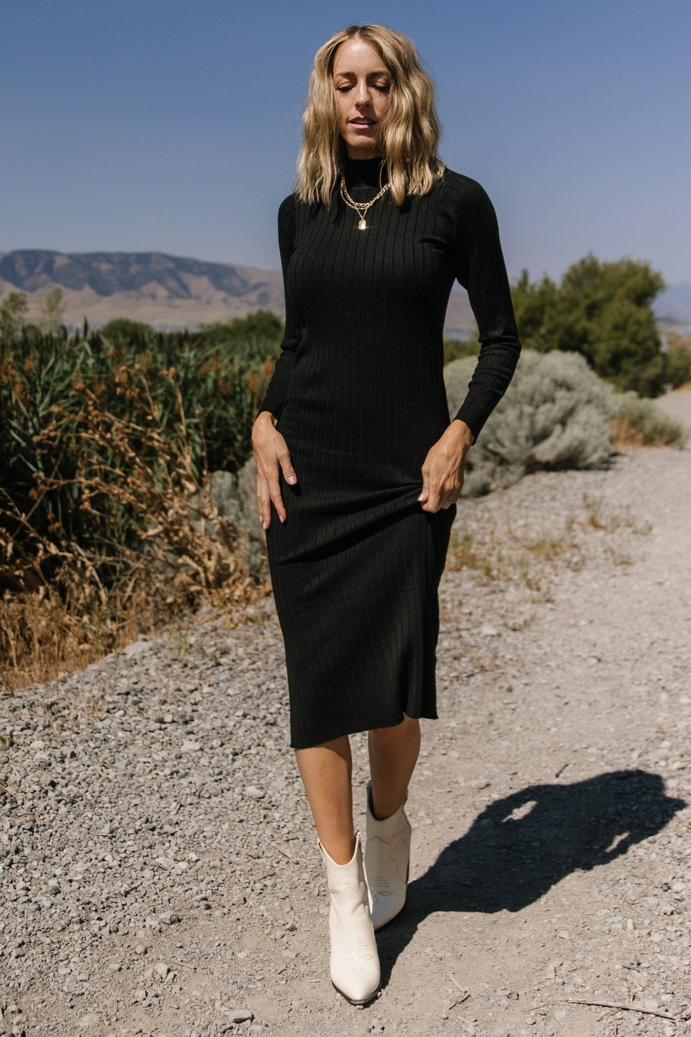 Jill Ribbed Midi Dress | Black - Baltic Born