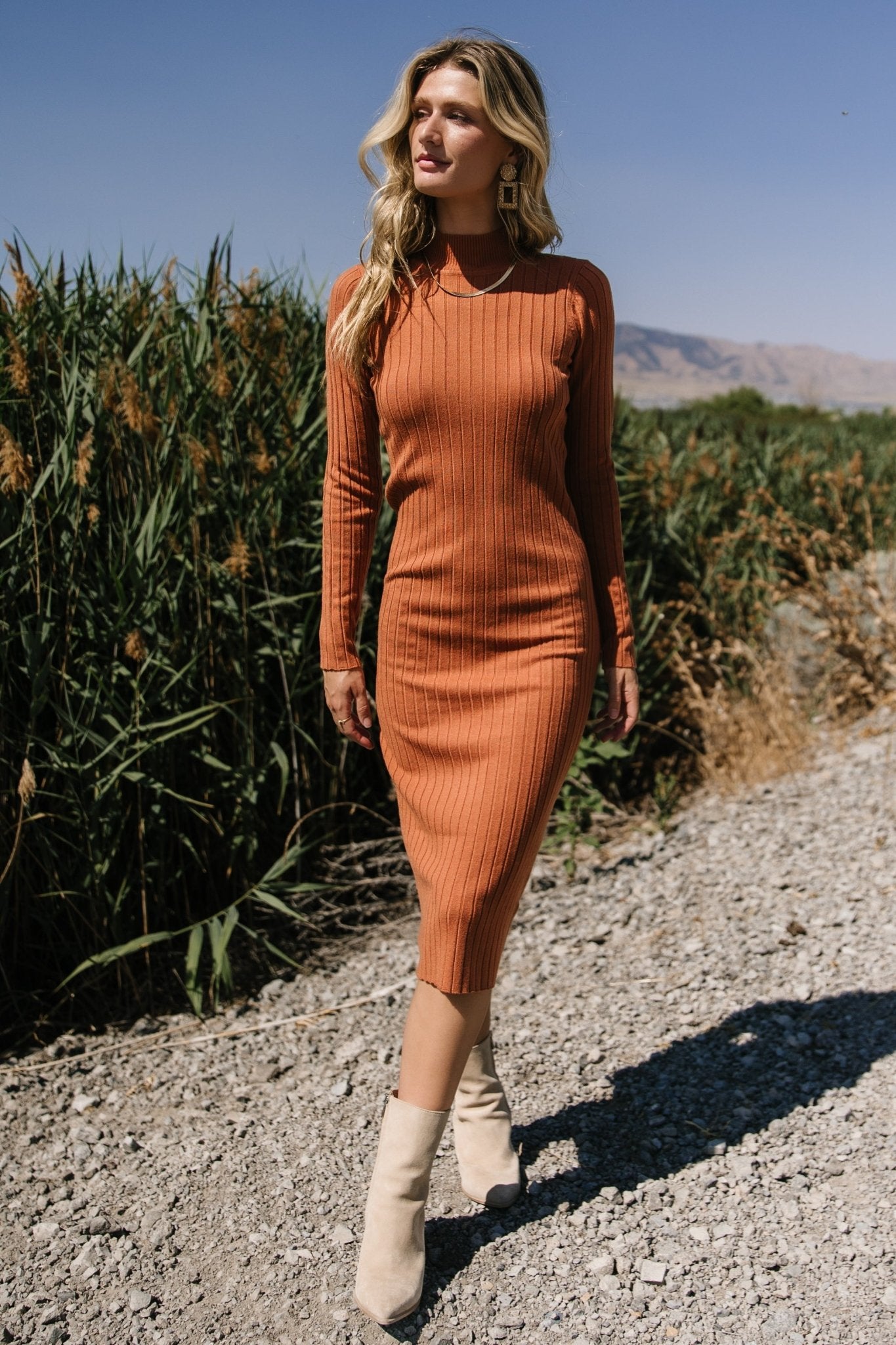 ribbed midi sweater dress Medium The Lulus Adoring Me Black Ribbed Long Sleeve Midi Sweater Dress will have you feeling confident and looking gorgeous Brown Ribbed Midi Sweater Dress