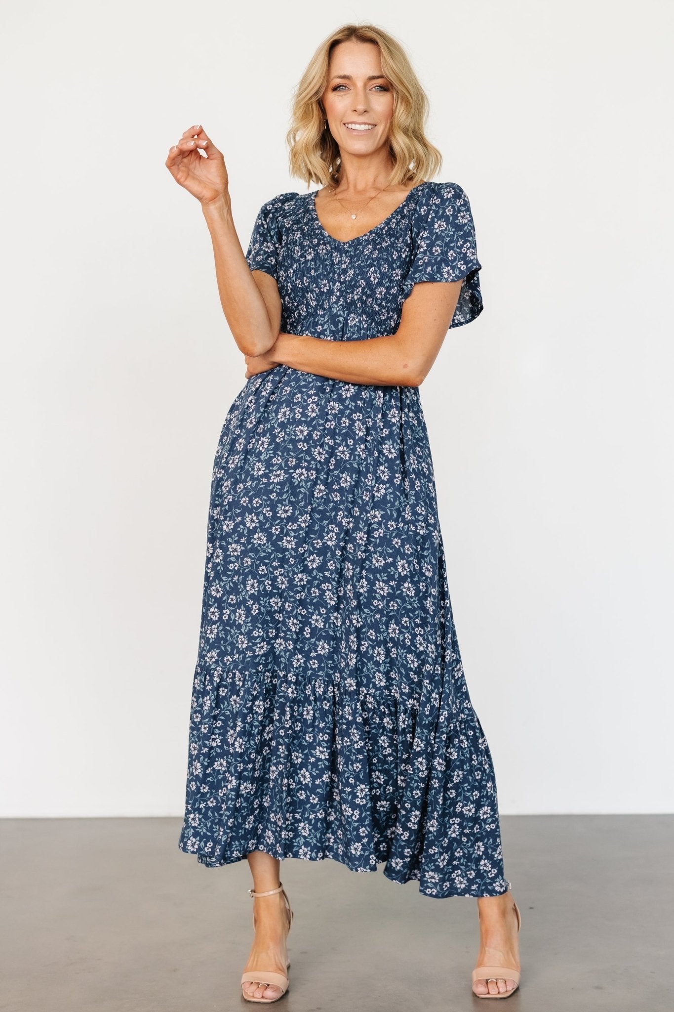 anais smock dress blue floral