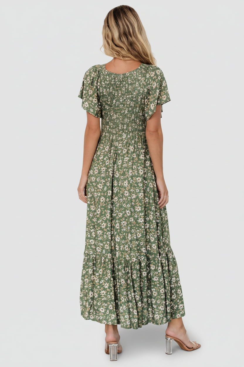 Joanie Smocked Dress | Green Floral – Baltic Born