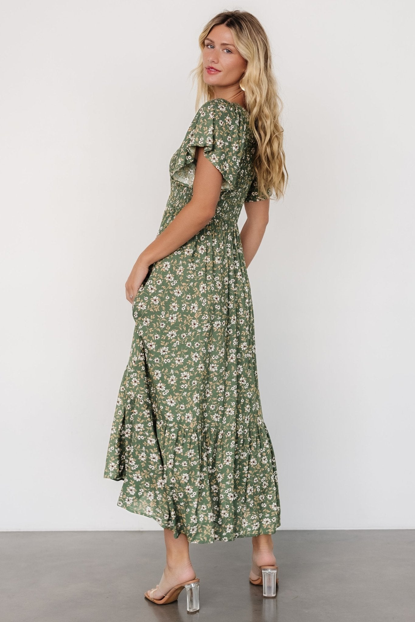 Joanie Smocked Dress | Green Floral - Baltic Born